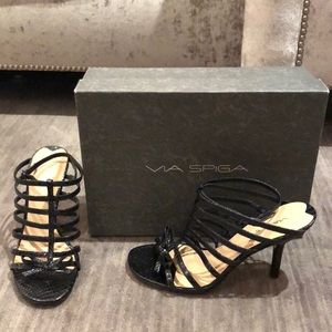 VIA SPIGA HEELS BLACK PYTHON